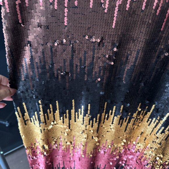 LUNA Shine Me Up Sequin Shift Dress Gold Multi - Picture 2 of 7